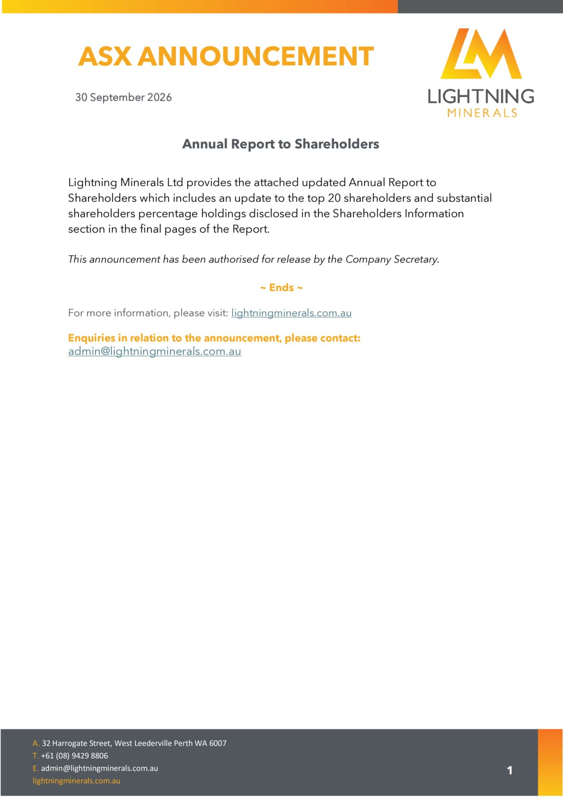 Updated Annual Report to Shareholders